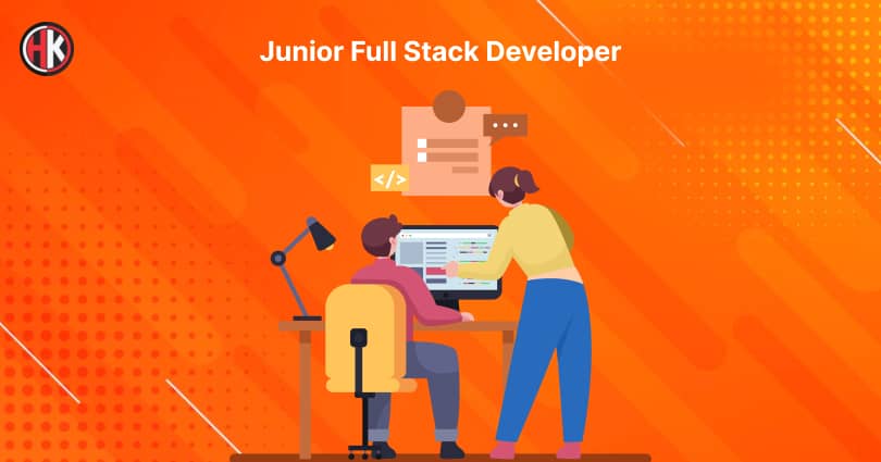 Experienced full stack developer with computer helps the junior developer to create a software and application