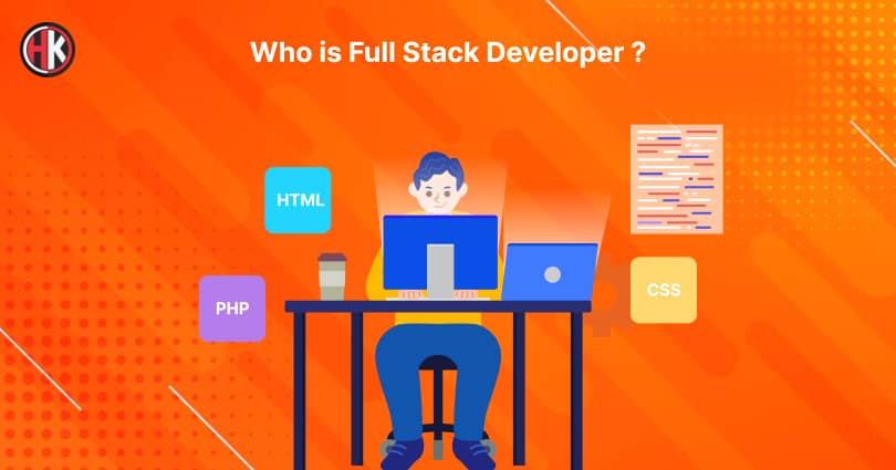 Dedicated full stack developer working on front end and backend frameworks on his computer 