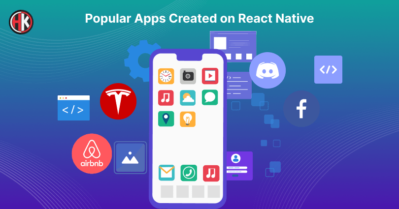 A mobile phone with various popular react native application