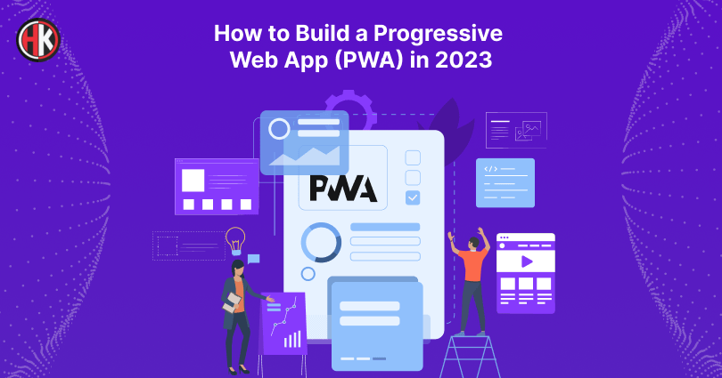 A designer in red t-shirt creating the design of PWA for their client with the help of technology stack