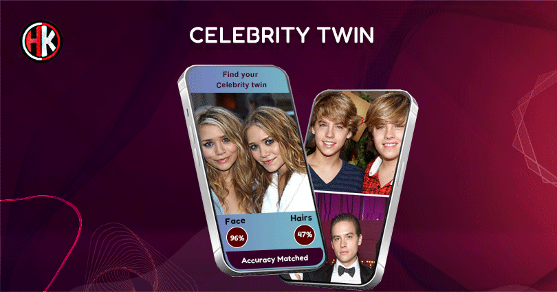 Two mobile phones with celebrity faces on it 