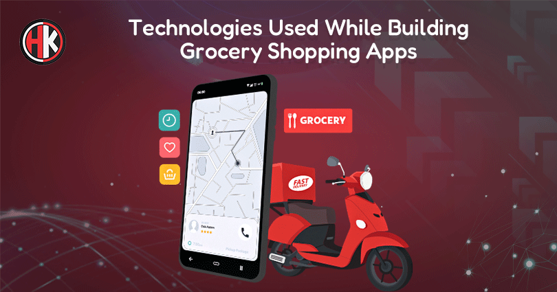 A mobile phone and a red scooter with grocery written on it