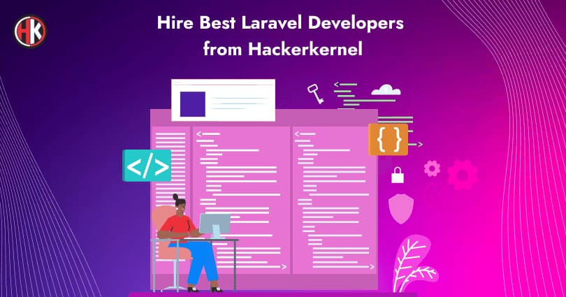 The Laravel developer sits on a chair and works on different coding languages on her laptop
