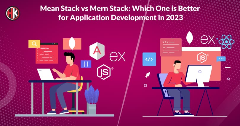 Two developers working on different components of mean stack and mern stack for creating smooth application